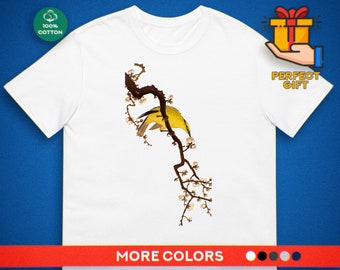 Ukiyo-e Unisex T-Shirt, gelber Vogel T-Shirt, Ohara Koson, asiatische Kunst T-Shirt, japanisches T-Shirt, Holzschnitt-T-Shirt