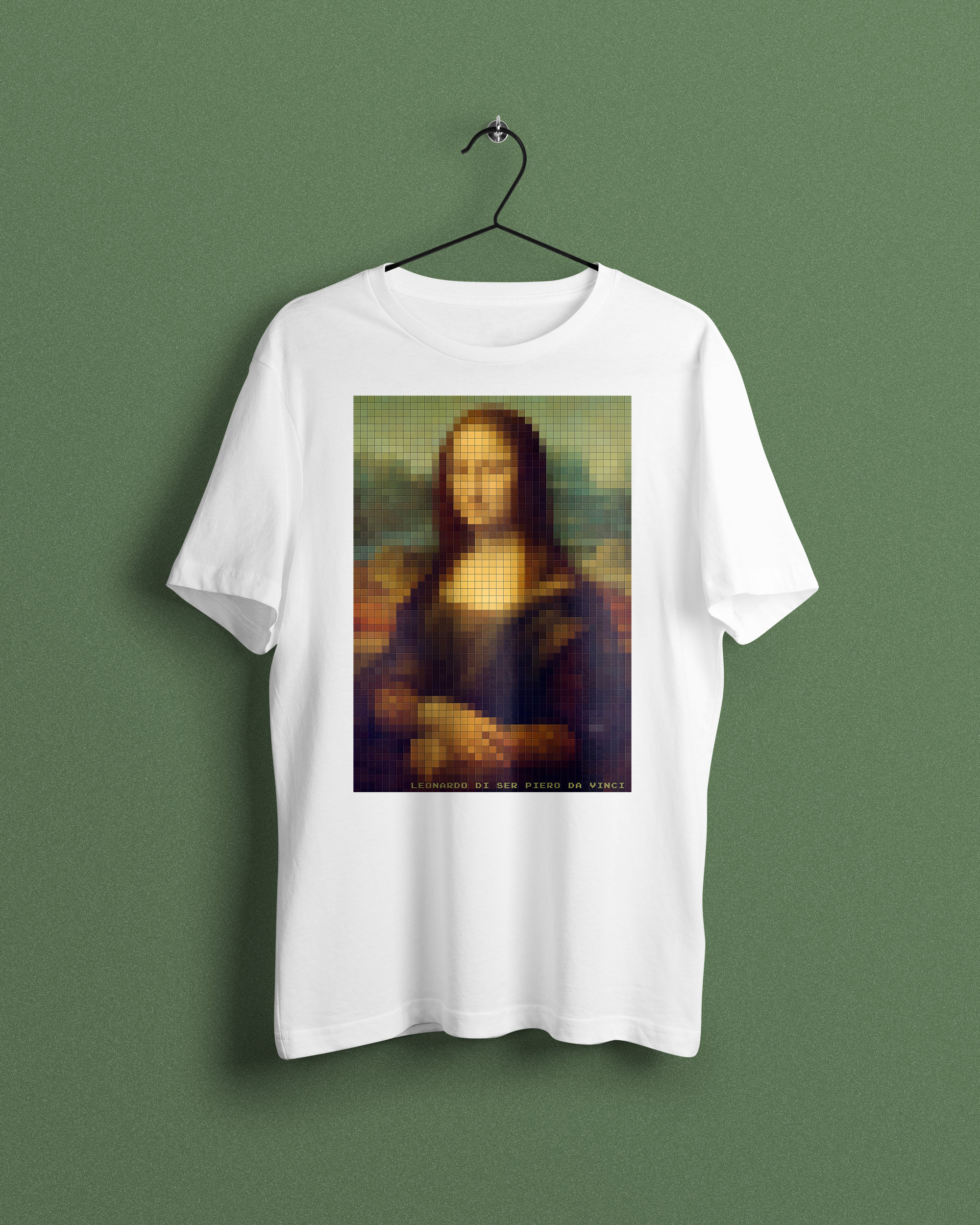 ピクセルモナリザTシャツ：ダ・ヴィンチモザイクアートTシャツ