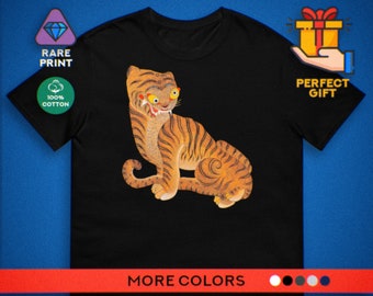 Korean art T-Shirt Unisex Tiger tshirt MINHWA tee Asian painting t shirt Funny meme Clothing animal gift for art lover history world art