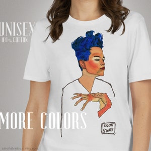 Egon Schiele T-Shirt | Blue Hair Unisex Tee | Expressionist Art Shirt | Aesthetic Clothing | Hipster Fashion | Self-Portrait Art Lover Gift