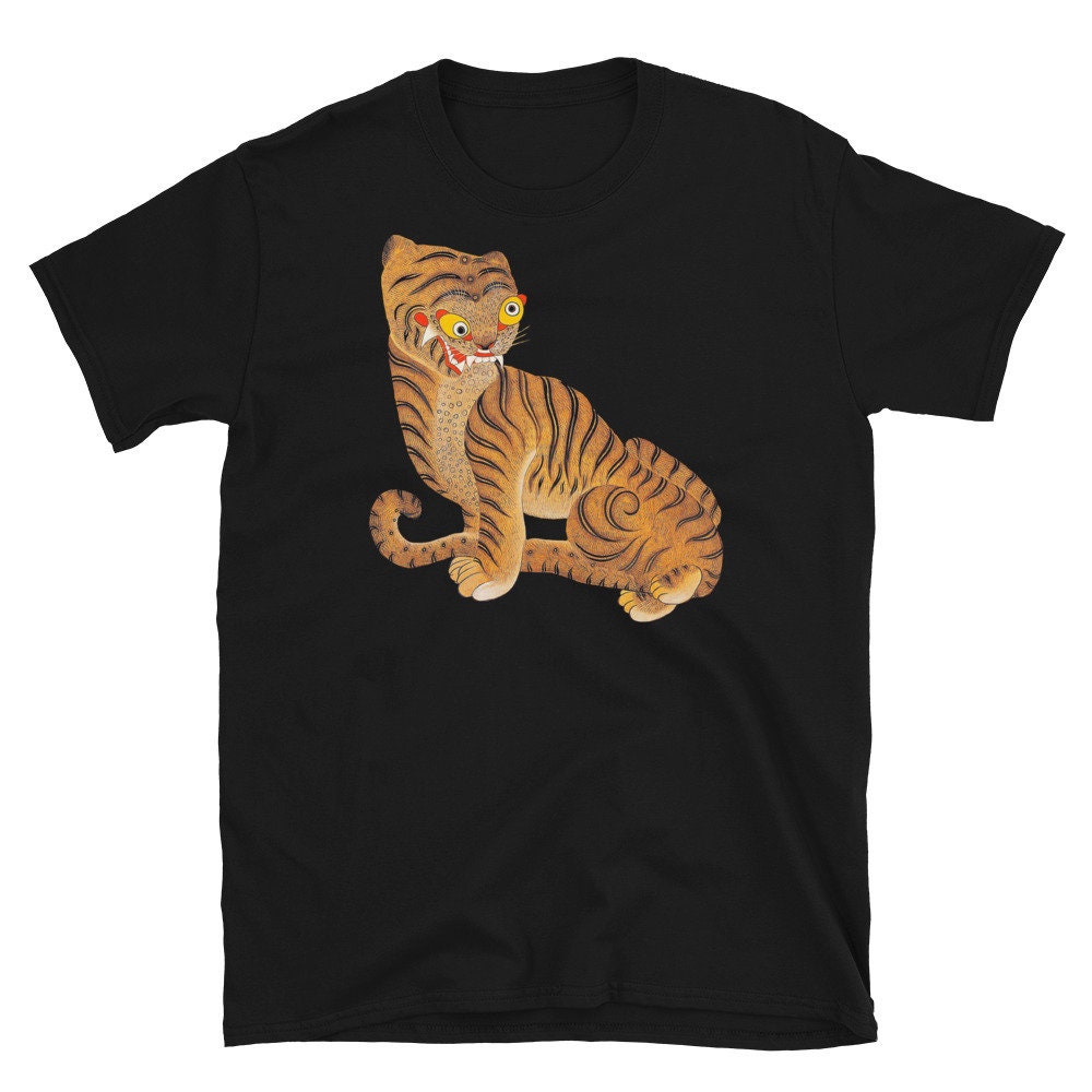 Korean Art T-shirt | Unisex Tiger T-shirt | Vintage Asian