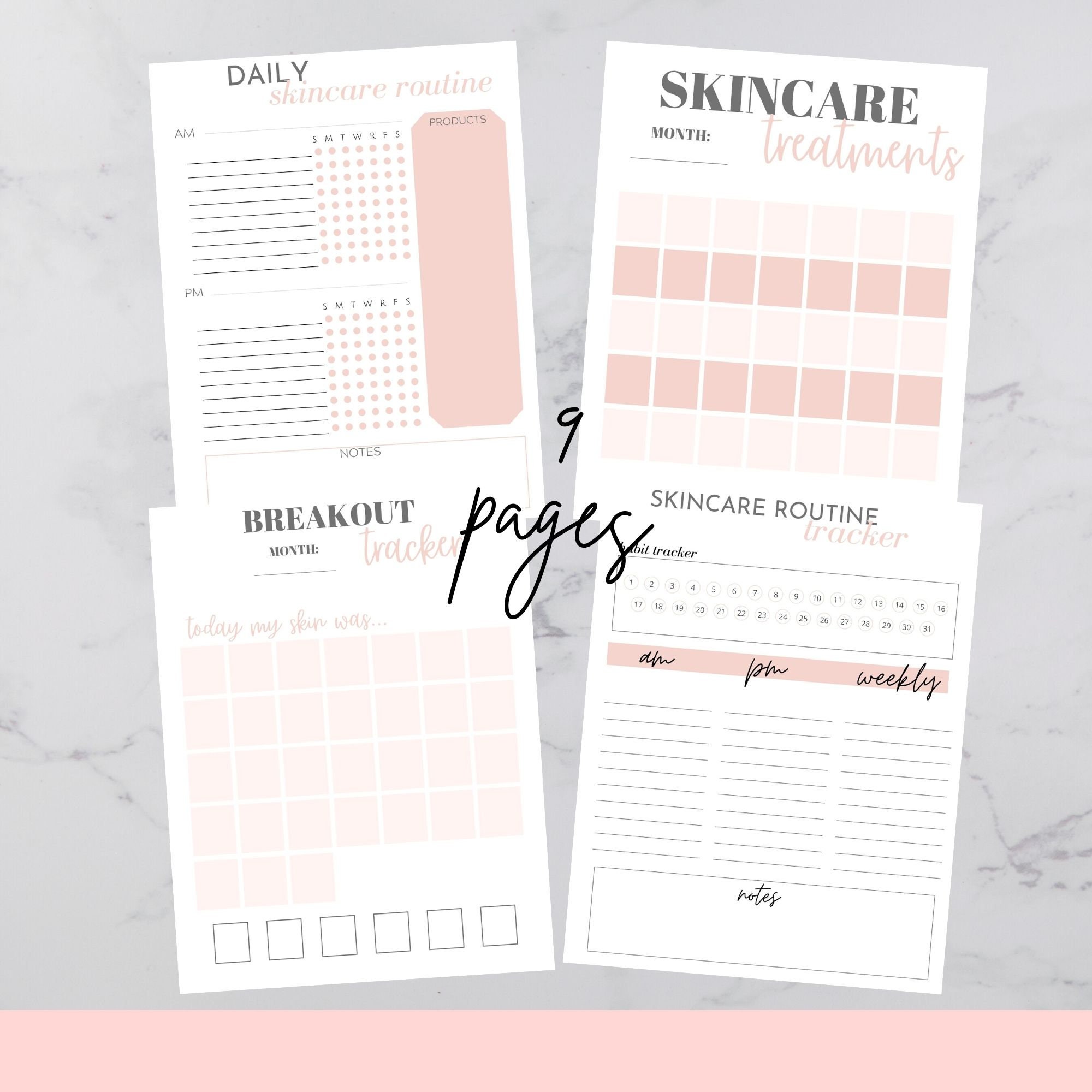 Skincare planner Skincare routine Skincare tracker Skin care Etsy