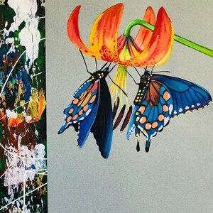 Colorful Butterflies Painting Art Wall with  mixed media