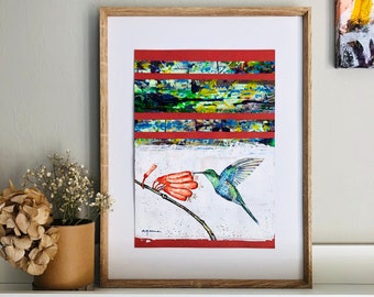 Original Hummingbird Watercolor Art Painted