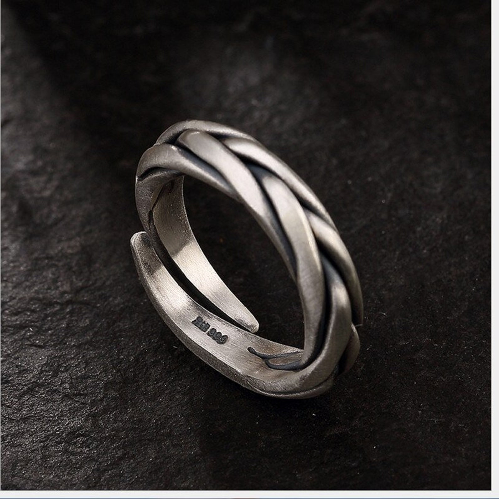 S 999 Fine Silver Jewelry Handmade Knitted Rings for Men Etsy