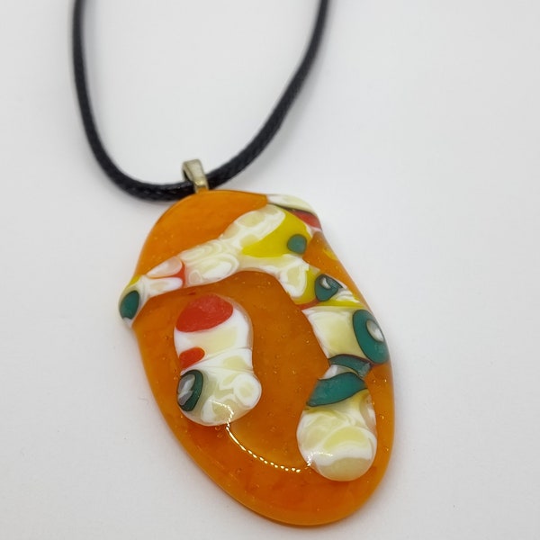 Vibrant Orange Glass Pendant Necklace