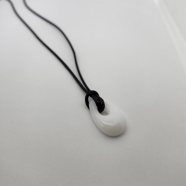 White Glass Teardrop Pendant Necklace