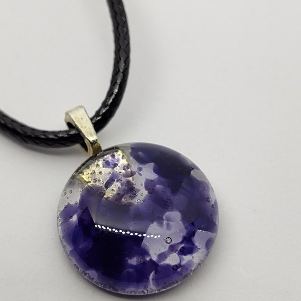 Exquisite Purple Paradox Glass Pendant - Handcrafted Statement Necklace