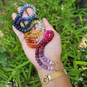 Perfect Rainbow, knotted necklace, rainbow gemstone necklace, rainbow necklace, birthday gift for her