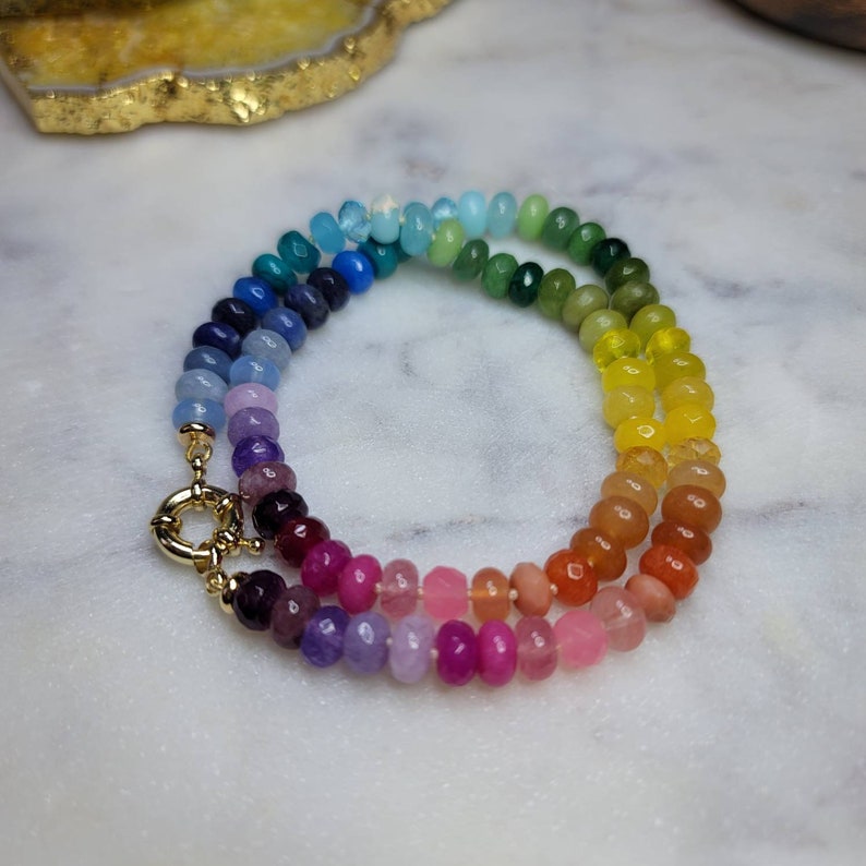 Summery Bright Rainbow Gemstone Necklace Candy Necklace - Etsy