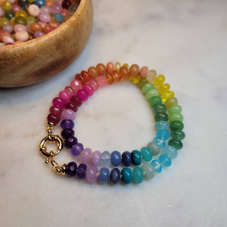 Summery Bright Rainbow Gemstone Necklace Candy Necklace - Etsy
