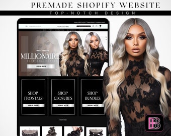 Hair Website Design, Hair Website Template, Shopify Luxury Hair Theme, Premade Shopify Hair Website, Canva Template, Instant Download