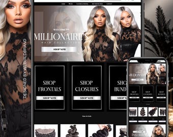 Luxury Hair Shopify Website Banner Template Hair Banner Design Template Shopify Luxury Hair Design Premade Shopify Banner Black Grey Canva