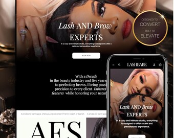 Aesthetic Lash Shopify Theme Template, Lash Business Website Design