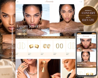 Jewelry Shopify Theme | Luxury Jewelry Website Template | Shopify Jewelry Store Template | Brown Gold Shopify Theme | Jewelry Website Design