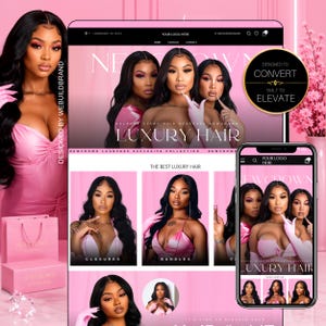 Shopify Hair Website Design, Editable Canva Website Hair Banners, Shopify Theme Hair Banners, Premade Shopify Website, Hair Website Template