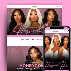 Shopify Hair Website Template, Hair Website, Shopify Website Theme with Editable Canva Banners