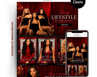 Wix Hairstylist website, Editable Canva Website Hair Banners, Hair Salon website, Hair Branding, Hair Website Template