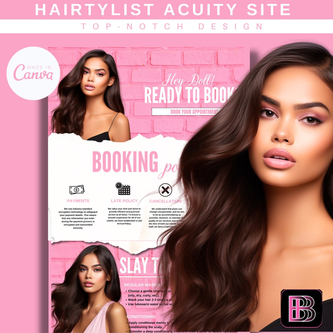 Hair Acuity Scheduling Site, Canva Editable Template, Acuity Beauty