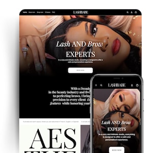 Lash Shopify-themasjabloon, esthetisch wimperthema, website voor wimperbedrijven Shopify-websiteontwerp, haarwebsite