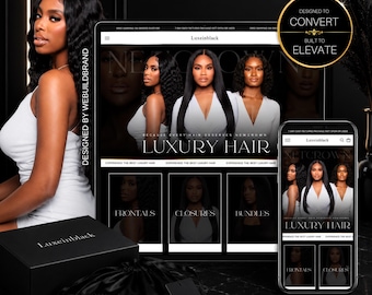 Shopify Hair Website Design, Editable Canva Website Hair Banners, Shopify Theme Hair Banners, Premade Shopify Website, Hair Website Template
