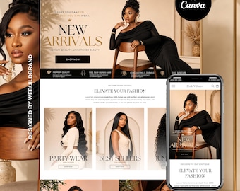 Shopify Boutique Website Design, Editable Canva Website Banners, Shopify Theme Boutique Banners, Premade Shopify Website