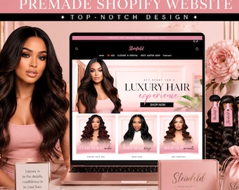 Premade Luxury Shopify Hair-websitesjabloon: thema- en canvasbanners (direct downloaden)