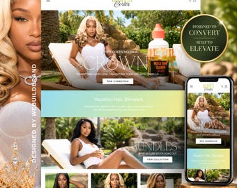 Swimwear Shopify Hair Website Design, Tropical website, Shopify Theme Hair Banners, Premade Shopify Website, Hair Website Template