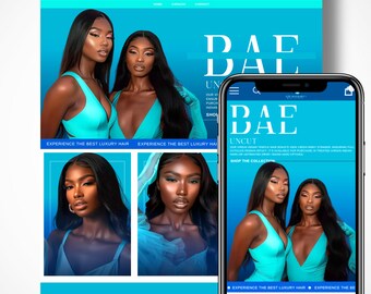 Shopify Hair Website Theme: Premade Design & Banners (Canva Download)