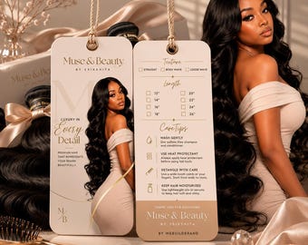 Lux Hair Tag Template, Hair Hang Tag Design, Hair Extension Tags, Editable Hair Tag, DIY Hair Business Tags, Hair Packaging, Hair Branding