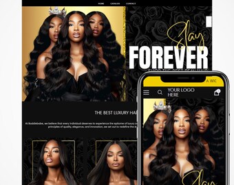 Hair Website Shopify Theme: Premade Canva Template (Instant Download)