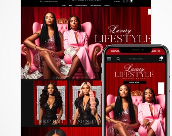 Luxury Hair Shopify Website Theme, Premade Website Design, Canva Template (Instant Download)