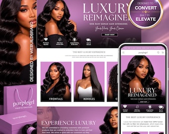 Shopify Hair Website Design, Editable Canva Website Hair Banners, Shopify Theme Hair Banners, Premade Shopify Website, Hair Website Template