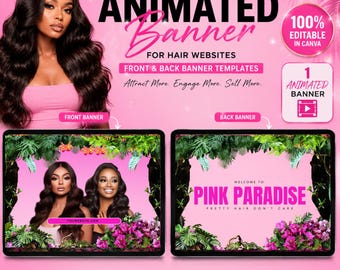 Premade Hair Website Intro Video: Pink Template for Wix & Shopify