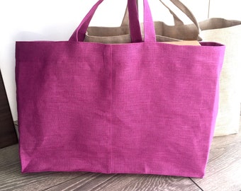 Linen bags with bottom gusset and handles, Plain blank totes, Shopping sacks, Reusable,  9 colours, 11"x15"x3.5"