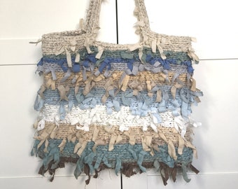 Crochet handbag, Ladies large bag, Woman tote bag, Linen rag bag, Beach purse, Market bag, Boho bag