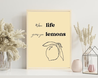 Wenn das Leben dir Zitronen gibt Poster | Minimalistische Küchenkunst (Digitaler Download)