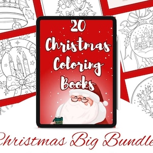 20 Christmas Coloring Books | Bundle Of Christmas Books | Santa Claus Coloring Pages | Christmas Theme Item Coloring Book | Instant Download