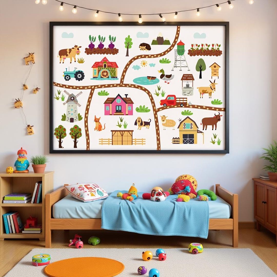 Cute Map Printable Nursery Wall Art | Kids Room Decor | Digital ...
