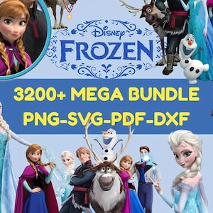 Frozen Clipart Bundle: Elsa, Anna, Olaf - 3200+ PNG SVG DXF Files (Digital Download