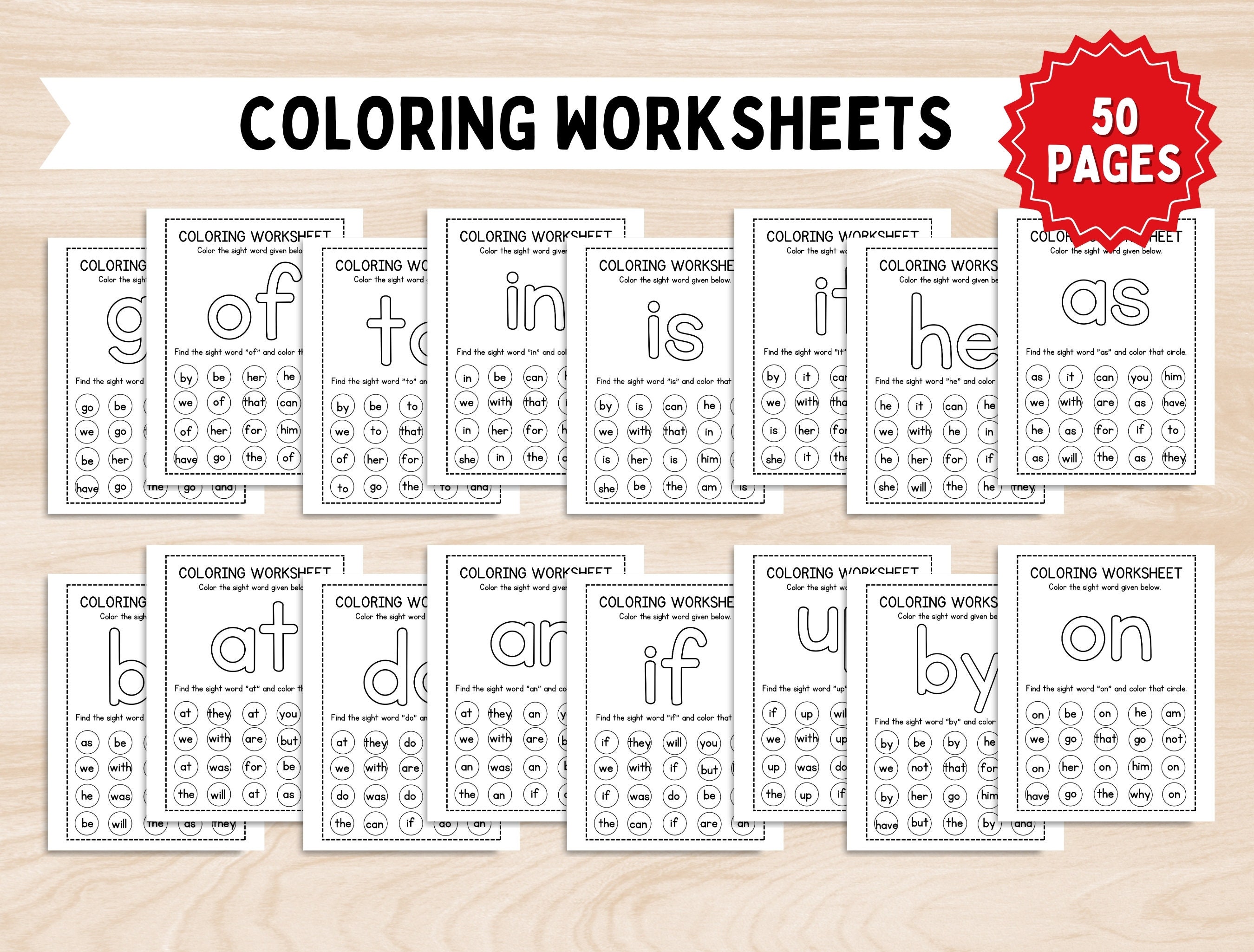 Sight Words Worksheets Bundle | Preschool-kindergarten, +400 Pages (PDF ...