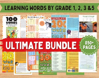 Learning Words Workbook Bundle: Grades 1-5 (850+ Pages) (Digital Download)