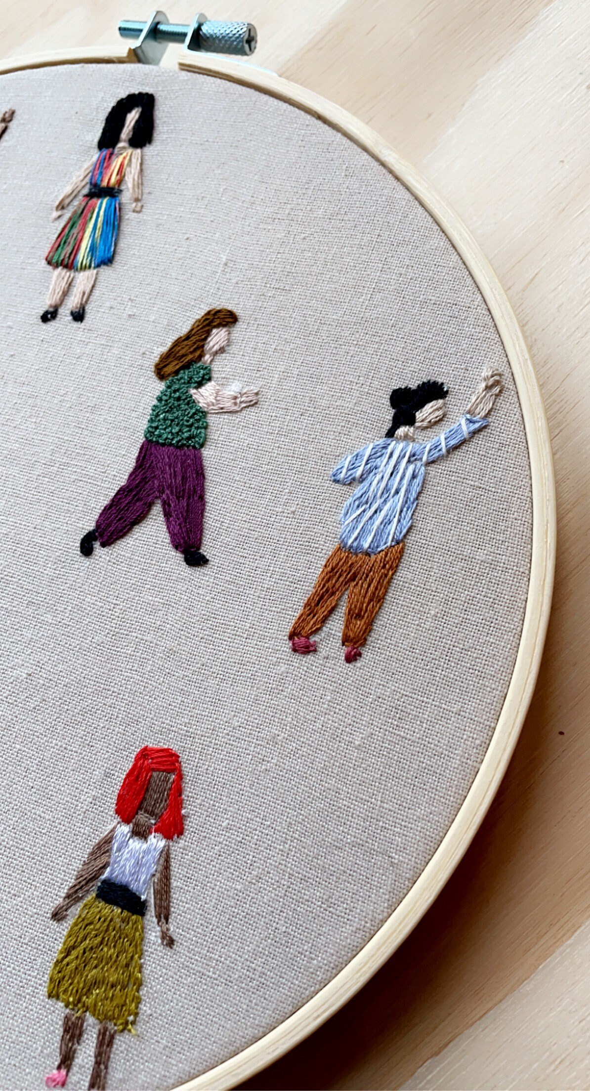 Little People Embroidery Wall Hanging Round Frame Handmade Etsy UK