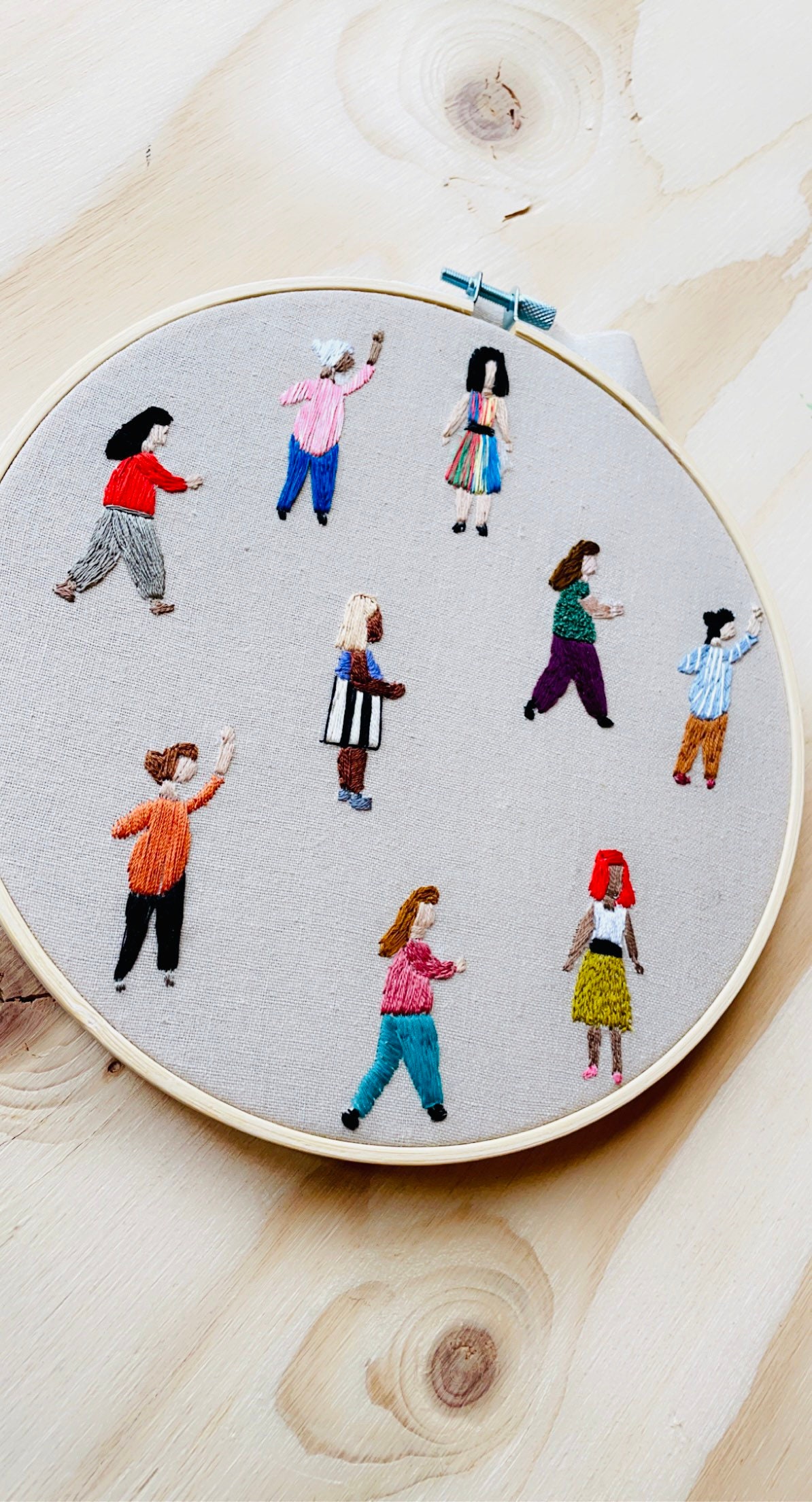 Little People Embroidery Wall Hanging Round Frame Handmade Etsy UK