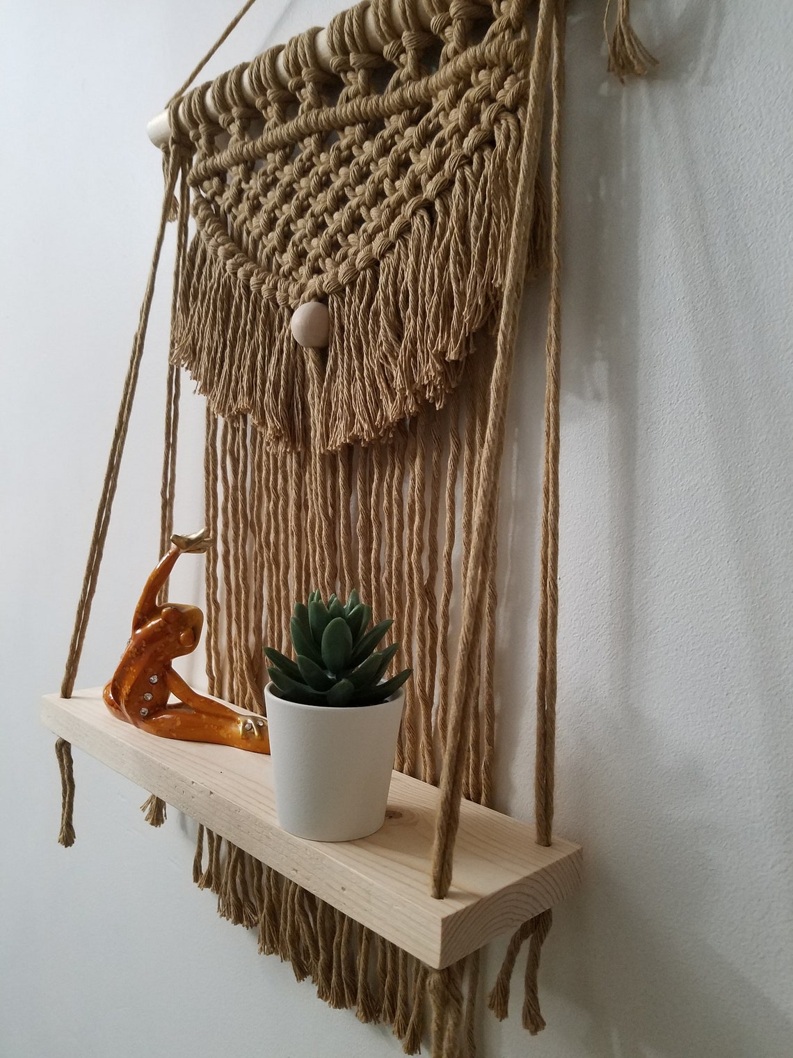 Macrame wall hanging shelf .brown macrame hanger shelf. Etsy