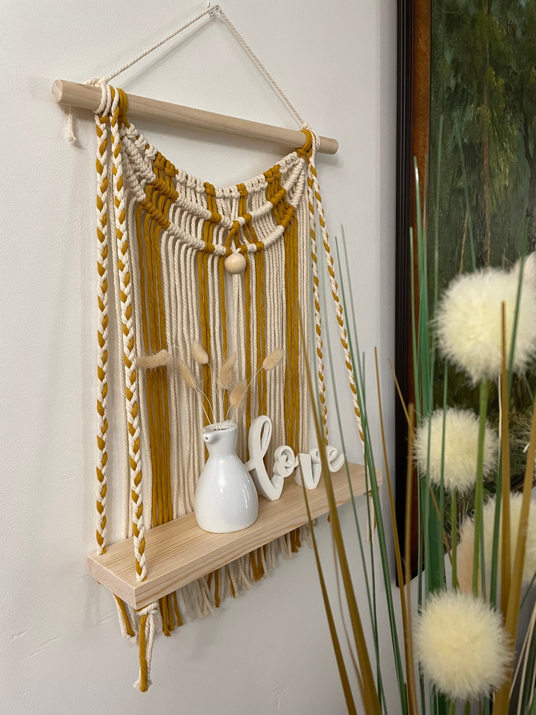 Estante colgante de pared de macrame / estante de macrame | Etsy