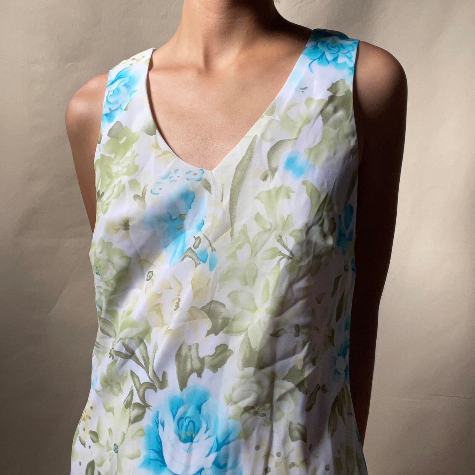 90's Denim Floral Maxi Dress with Side Button Detailing by Tickets main image 0