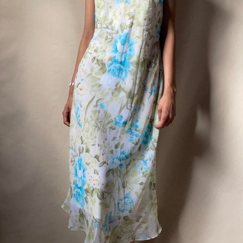 90's Denim Floral Maxi Dress with Side Button Detailing by Tickets main image 1