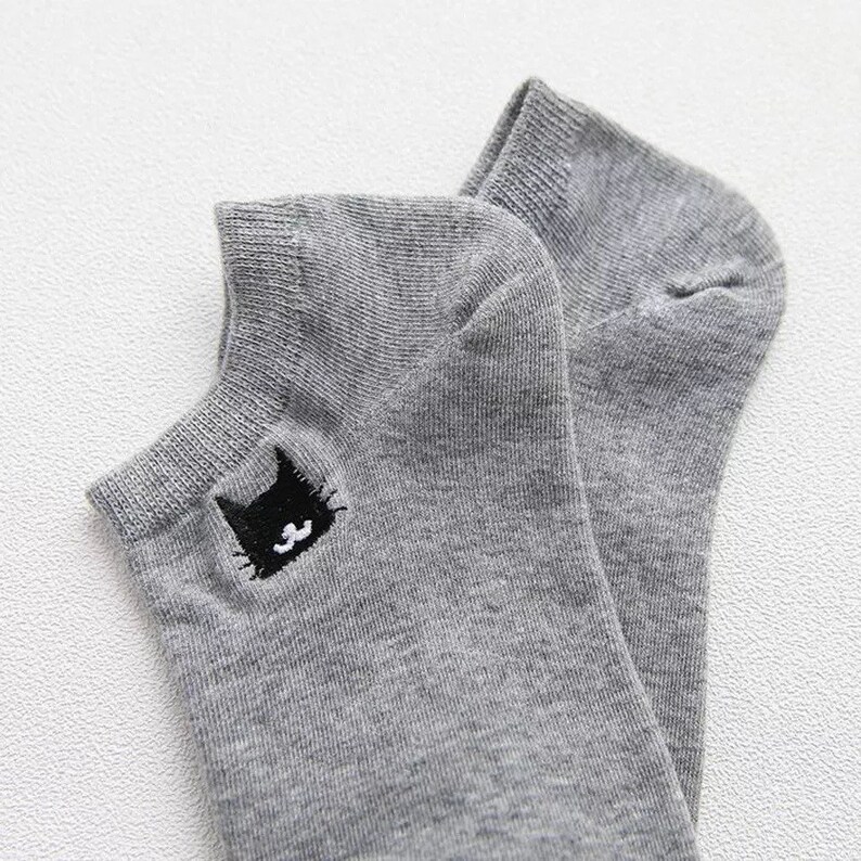 Cat Socks Ankle socks Women Socks Gift Cat Embroidery Etsy