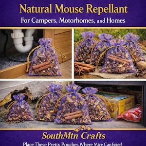 Natural Rodent and Mouse Repellent for Motorhome, Camper, RV, Storage area, Pest Repellent, comes in sets if 5 Bags